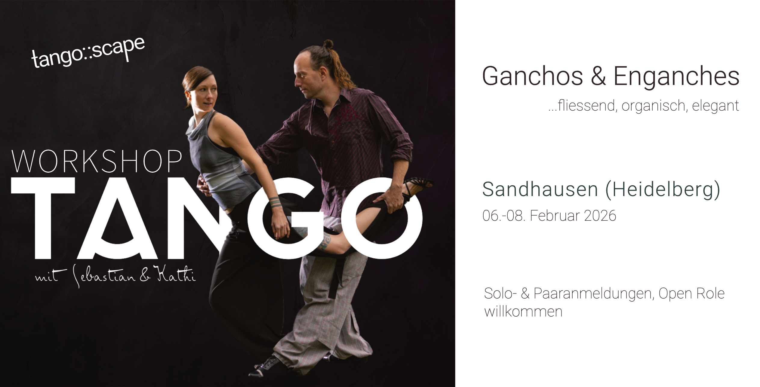 Tango::Scape | Tango Workshop Heidelberg/Sandhausen |  Ganchos & Enganches: fliessend, organisch & elegant