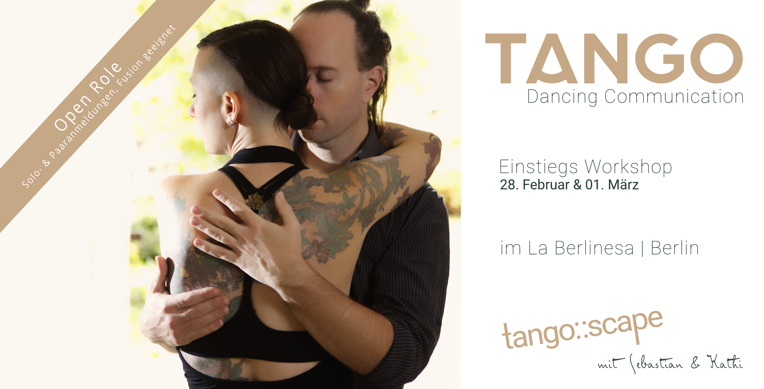 Tango::Scape | Tango Einstiegs Workshop Berlin | Dancing Communication | Open Role | Fusion geeignet | mit Sebastian & Kathi